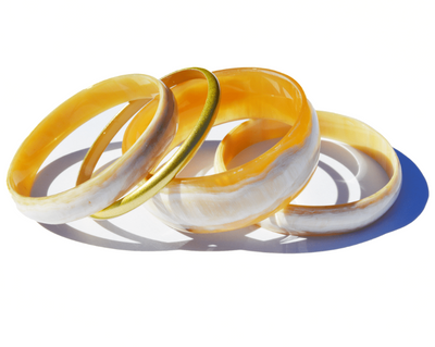 Natural Horn with Gold Bangle Set