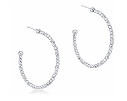 Beaded Classic 1.25" Post Hoop - 2mm Sterling