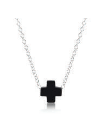 16" Necklace Sterling - Signature Cross Onyx