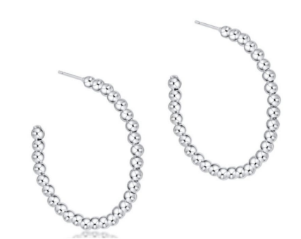 Beaded Classic 1.25" Post Hoop - 4mm Sterling