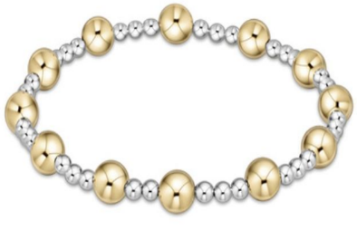 Classic Sincerity Pattern 6mm Bead Bracelet - Mixed Metal