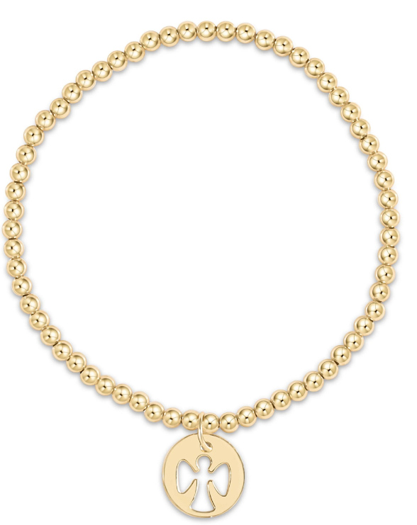 Extends - Classic Gold 3mm Bead Bracelet - Guardian Angel Gold Disc