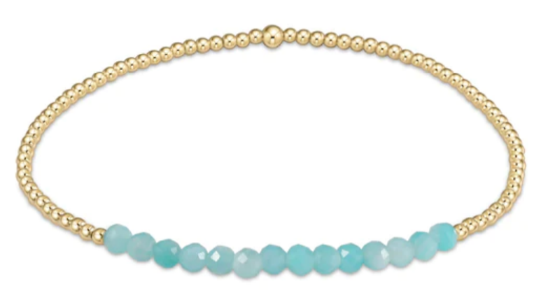 Gold Bliss 2mm Bead Bracelet - Amazonite