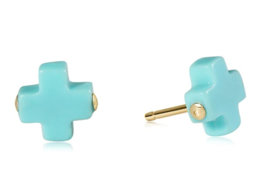 Signature Cross Stud - Turquoise