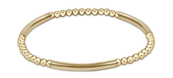 Bliss Bar Gold Pattern 3mm Bead Bracelet - Gold