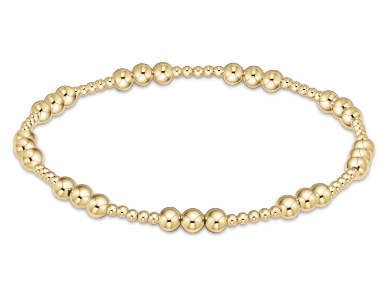 Classic Joy Pattern 4mm Bead Bracelet - Gold