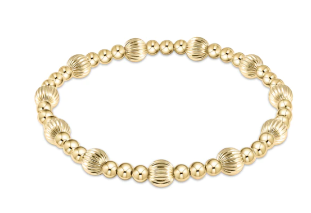 Extends - Dignity Sincerity Pattern 6mm Bead Bracelet - Gold
