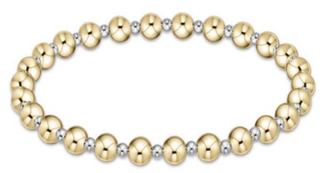 Classic Grateful Pattern 5mm Bead Bracelet - Mixed Metal