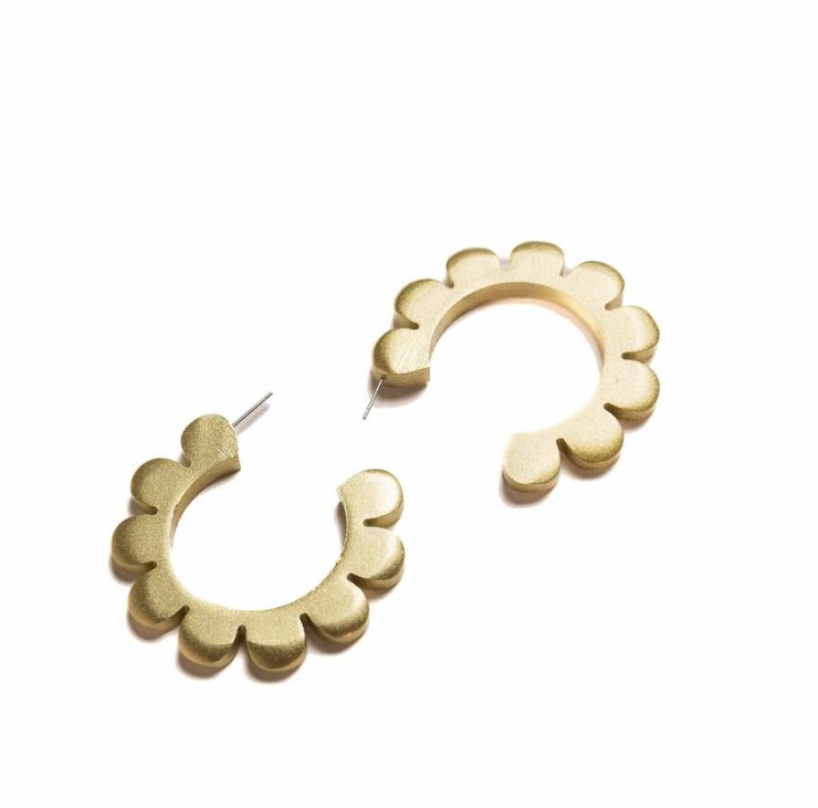 Gold Flower Outline Hoops