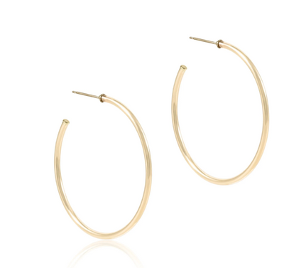 Round Gold 1.75" Post Hoop 2mm Earrings "Gold"