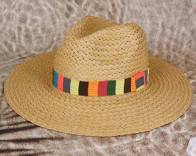 Topaz Multi Color Stripe Band Straw Hat