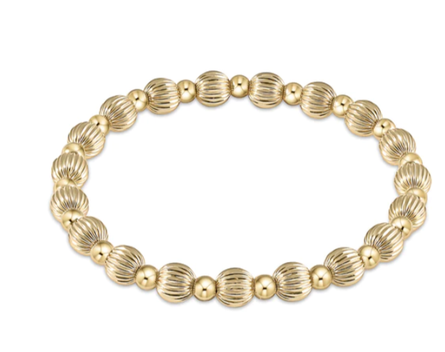 Extends - Dignity Grateful Pattern 6mm Bead Bracelet - Gold