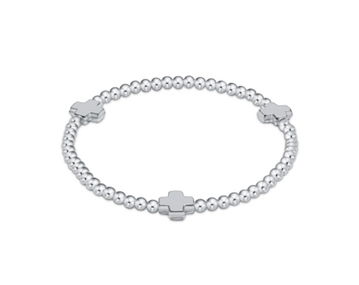 Signature Cross Sterling Pattern 3mm Bead Bracelet - Sterling