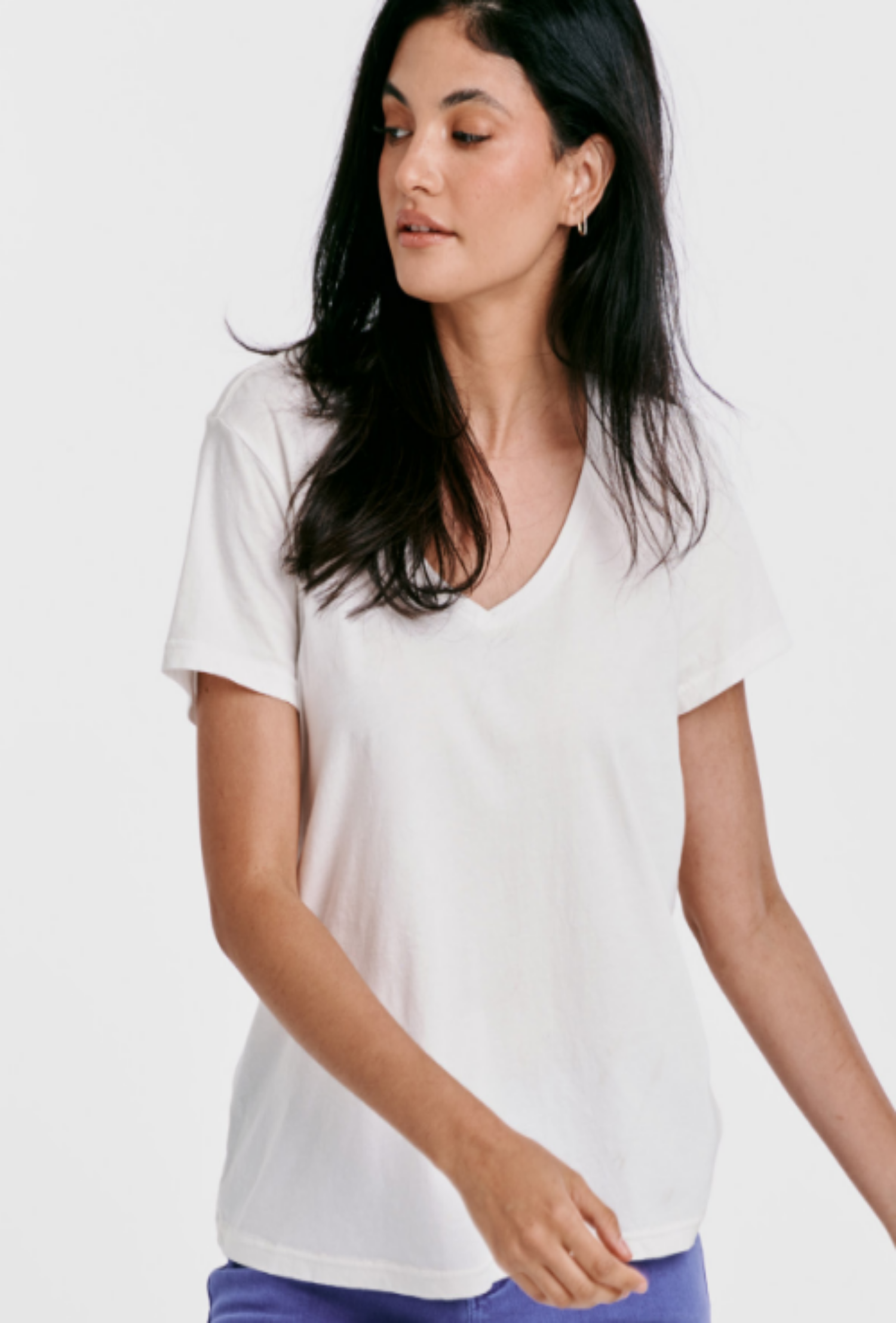 Madelyn V Neck Tee - White