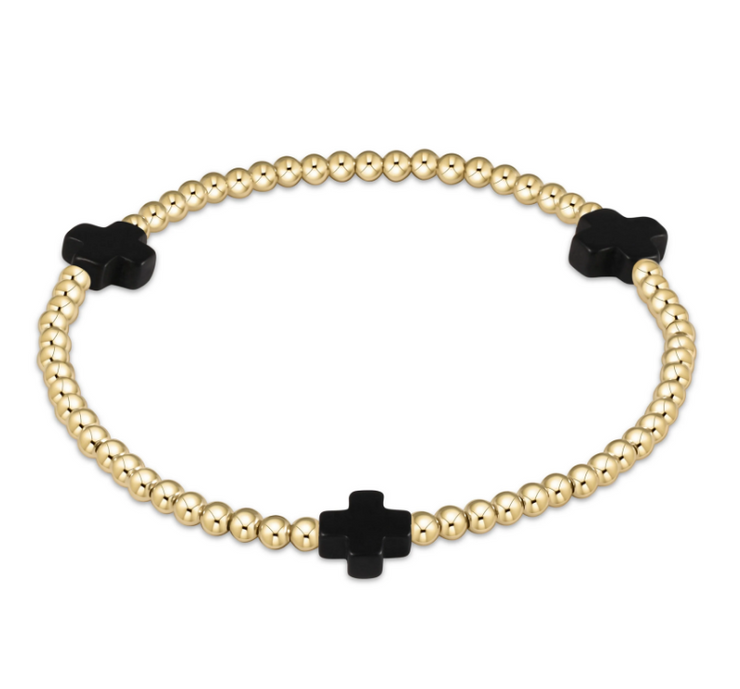 Signature Cross Gold Pattern 3mm Bead Bracelet