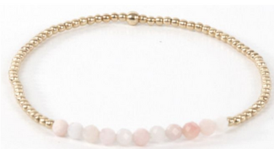 Gold Bliss 2mm Bead Bracelet - Pink Opal