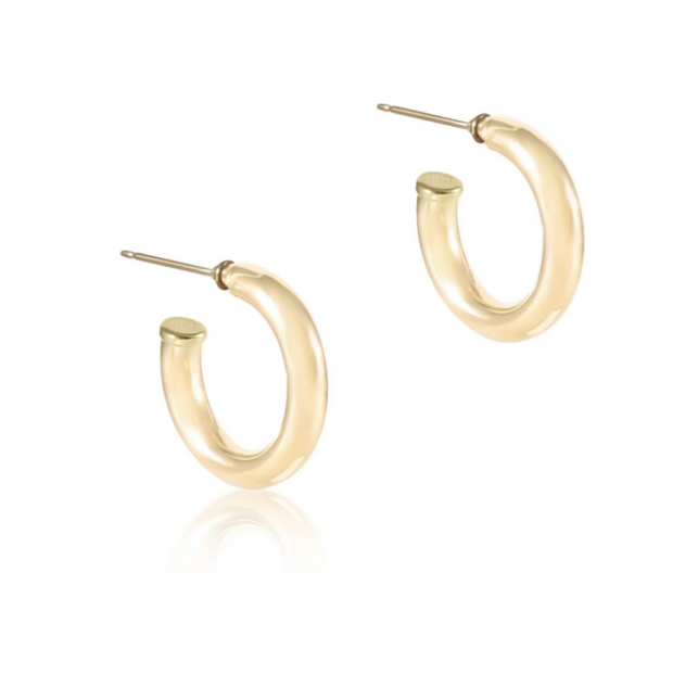 Round Gold 1" Post Hoop 4mm Smooth Gold Earrings