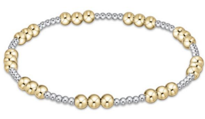 Classic Joy Pattern 4mm Bead Bracelet - Mixed Metal