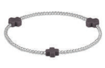 Signature Cross Sterling Pattern 2mm Bead Bracelet - Charcoal