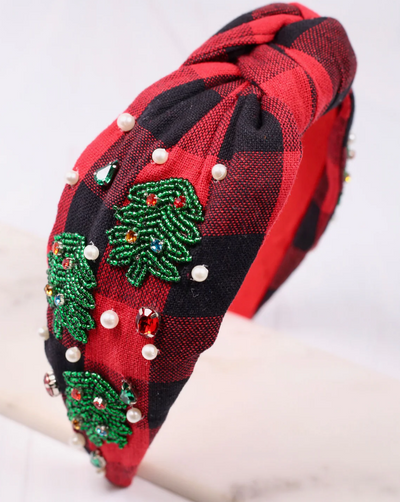 Christmas Tree Farm Headband "Red/Black"