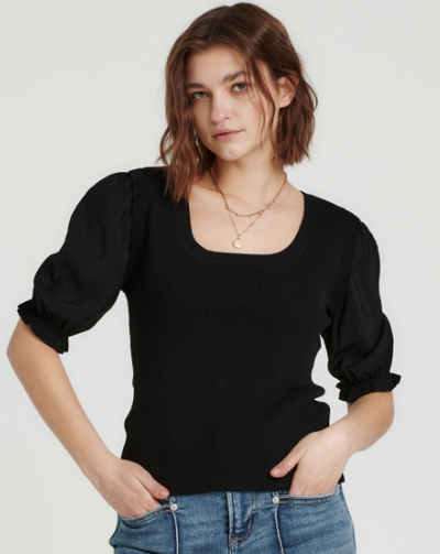 Lenore 3/4 Sleeve Blouse "Black"