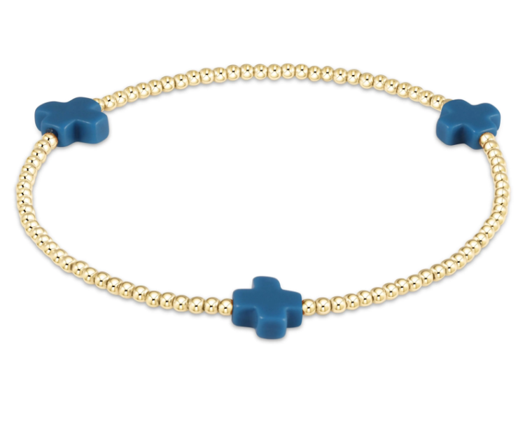 Signature Cross Gold Pattern 2mm Bead Bracelet