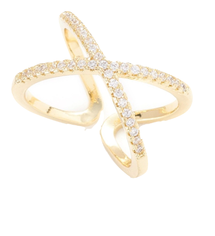 Socialite Pave Criss Cross Ring "Gold"