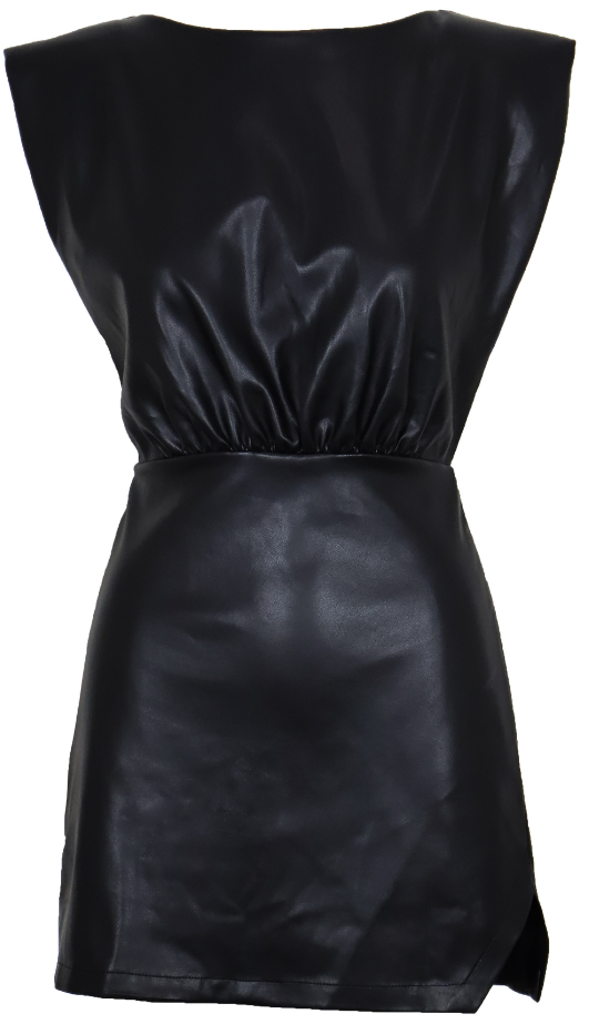 Pat Faux Leather Mini Dress "Black"