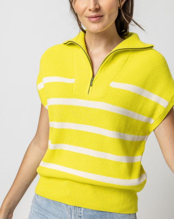 Half Zip Striped Sweater "Lemon Lime"