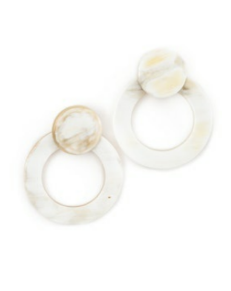 Double Circle Earrings "Cream"
