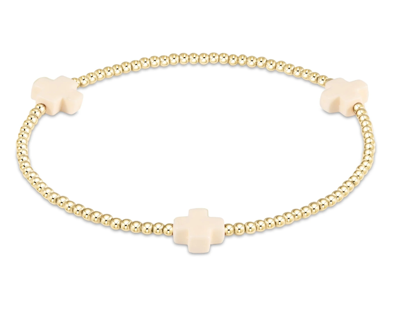 Signature Cross Gold Pattern 2mm Bead Bracelet