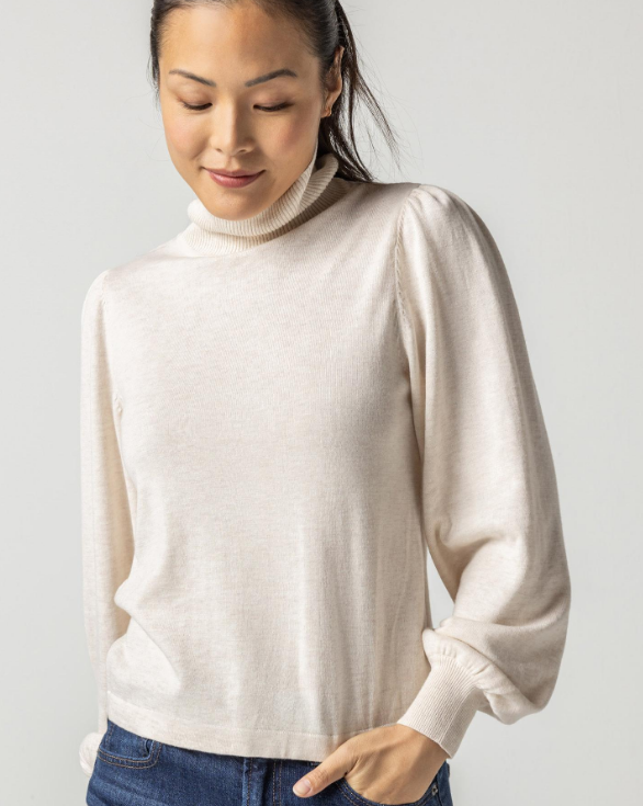 Puff Sleeve Turtleneck Sweater "Oatmeal"