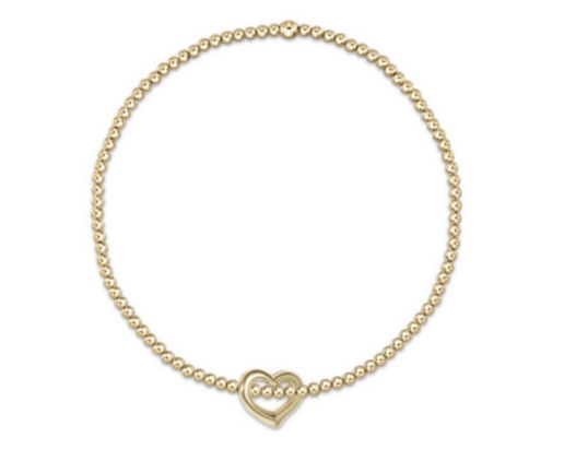 Classic Gold 2.5mm Bead Bracelet - Love Gold Charm