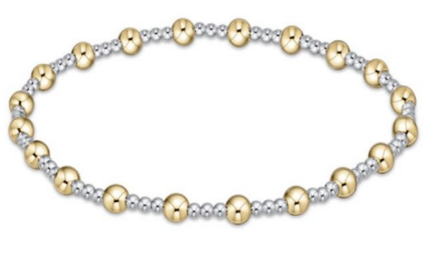Classic Sincerity Pattern 4mm Bead Bracelet - Mixed Metal