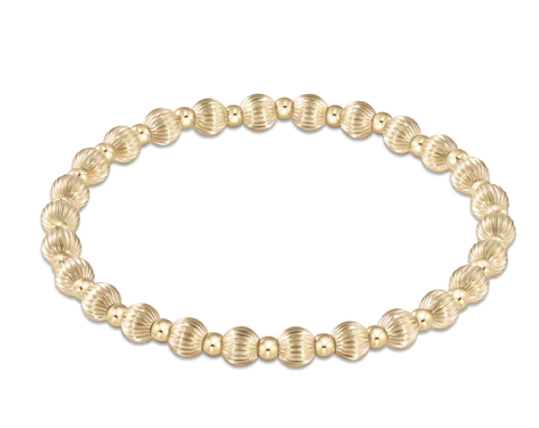 Dignity Grateful Pattern 5mm Bead Bracelet - Gold