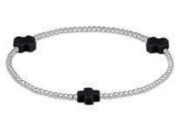 Signature Cross Sterling Pattern 2mm Bead Bracelet - Onyx