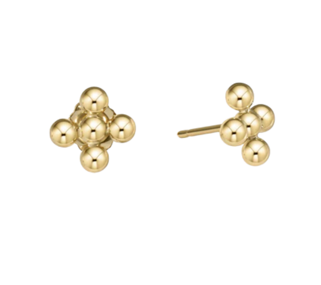 Classic Beaded Signature Cross Stud - 3mm Bead Gold