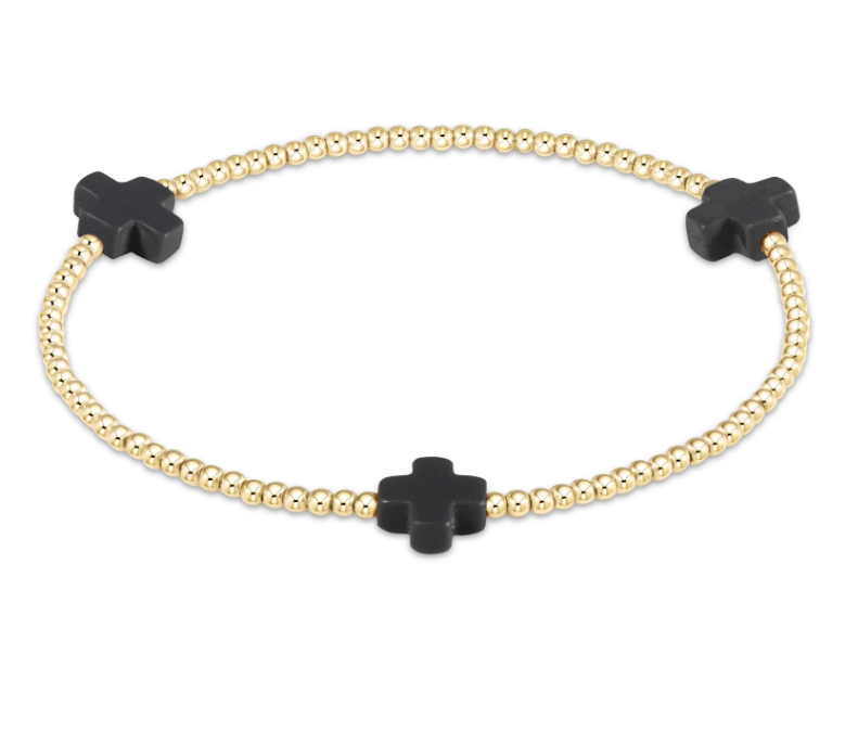 Signature Cross Gold Pattern 2mm Bead Bracelet