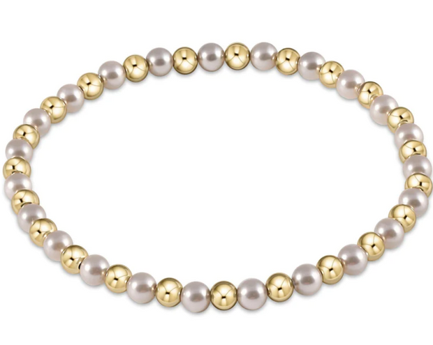 Classic Grateful Pattern 4mm Bracelet - Pearl