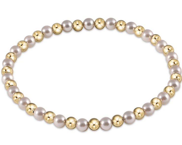 Classic Grateful Pattern 4mm Bracelet - Pearl