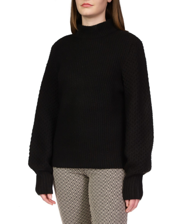 Honeycomb Sleeve Sweater "Black"