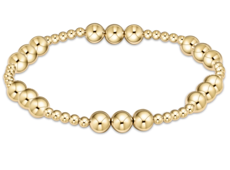 Classic Joy Pattern 6mm Bead Bracelet - Gold