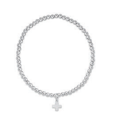 Classic Sterling 3mm Bead Bracelet - Signature Cross Sterling Charm