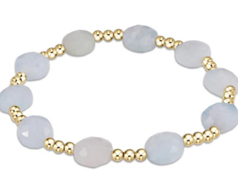 Admire Gold 3mm Bead Bracelet - Aquamarine