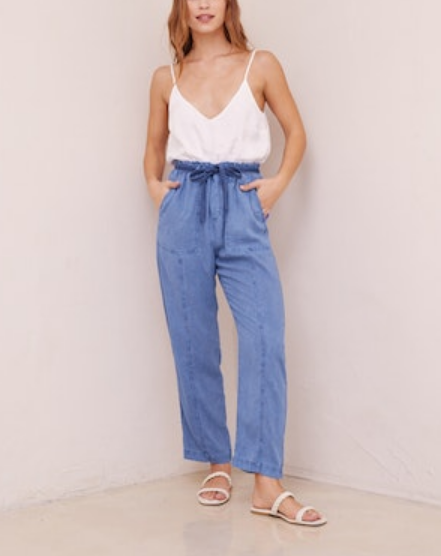 Seamed Belted Trousers "Bayside Blue"