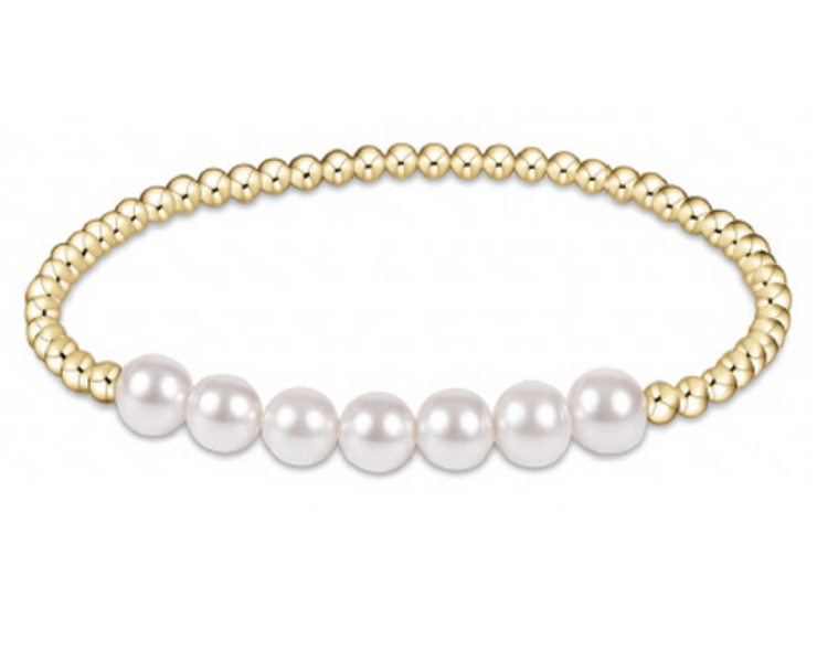 Classic Gold Beaded Bliss 3mm Bead Bracelet - 6mm Pearl