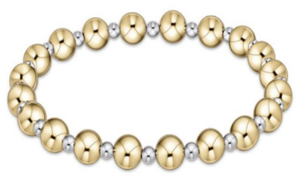 Classic Grateful Pattern 6mm Bead Bracelet - Mixed Metal