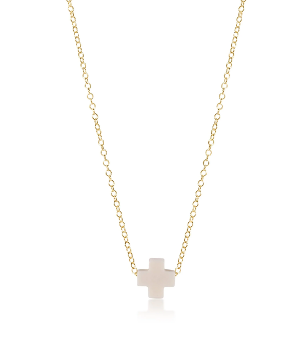 16" Necklace Gold - Signature Cross Off White