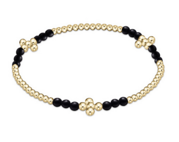Signature Cross Gold Bliss Pattern 2.5mm Bead Bracelet - Matte Onyx