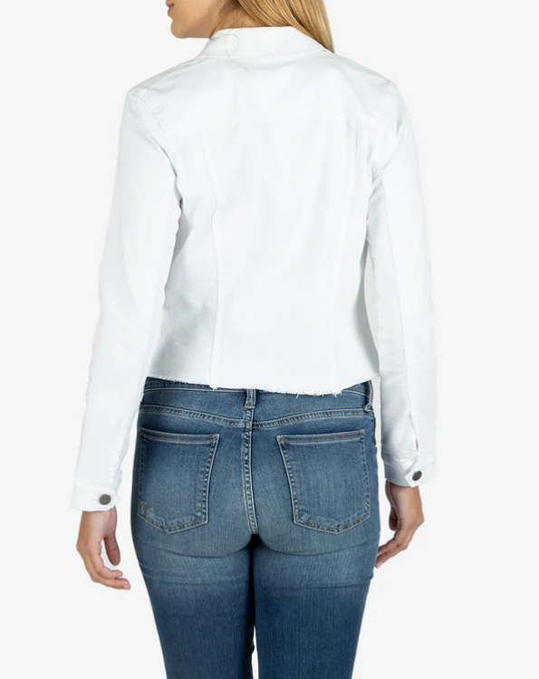 Kara Jacket with Frayed Hem "Optic White"